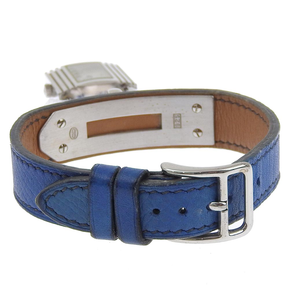 HERMES Watches Quartz Silver925 , Leather blue Kelly watch Silver dial Women Used