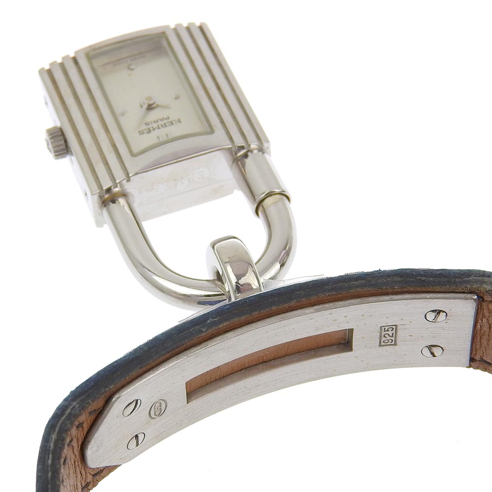 HERMES Watches Quartz Silver925 , Leather blue Kelly watch Silver dial Women Used
