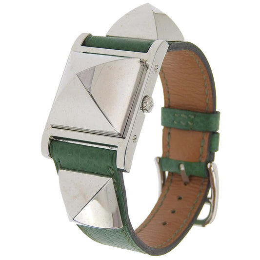 HERMES Watches Quartz ME1.250 Silver925 , Leather green Medor Silver dial Women Used