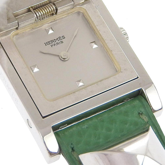 HERMES Watches Quartz ME1.250 Silver925 , Leather green Medor Silver dial Women Used