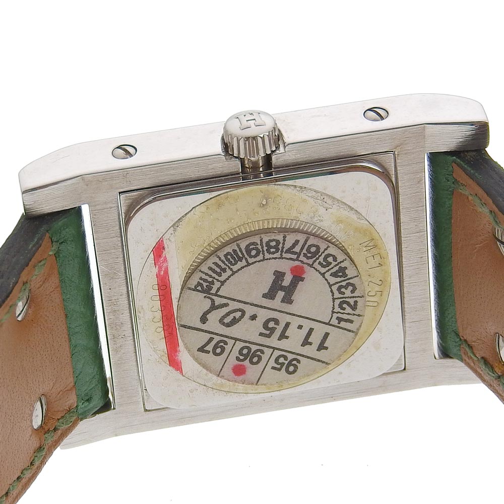 HERMES Watches Quartz ME1.250 Silver925 , Leather green Medor Silver dial Women Used
