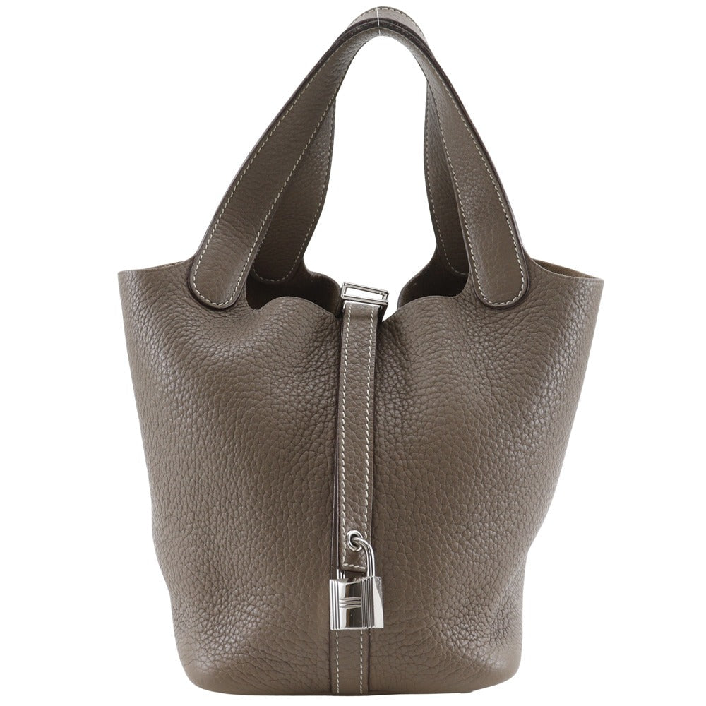 HERMES Handbag Taurillon Clemence Brown Picotan Rock 18 PM