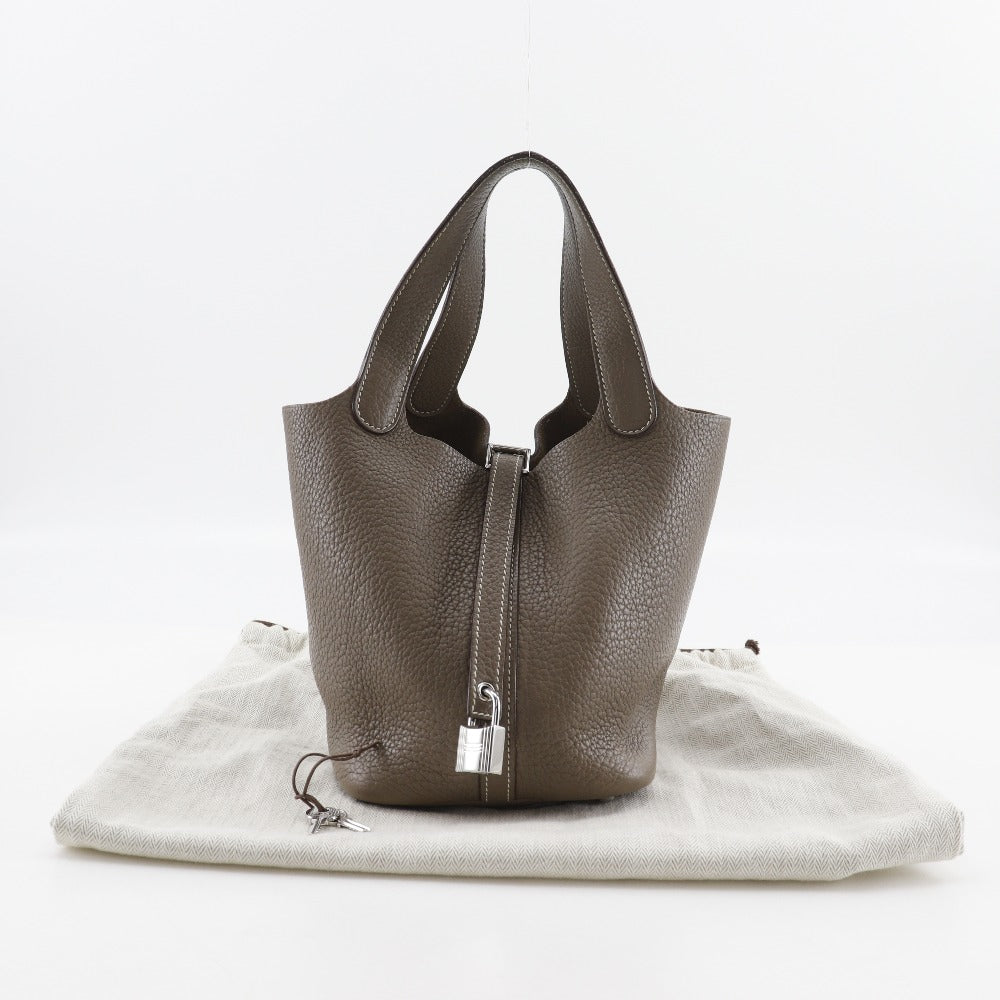 HERMES Handbag Taurillon Clemence Brown Picotan Rock 18 PM
