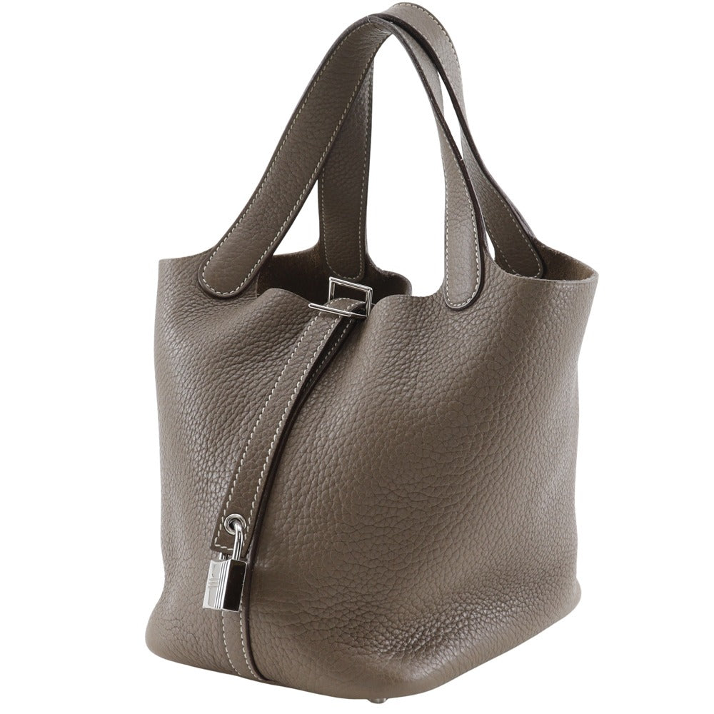 HERMES Handbag Taurillon Clemence Brown Picotan Rock 18 PM
