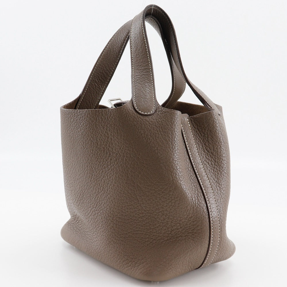 HERMES Handbag Taurillon Clemence Brown Picotan Rock 18 PM