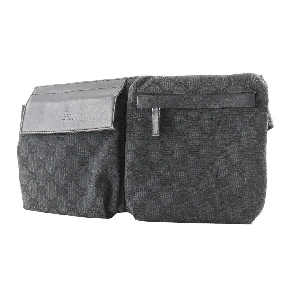 GUCCI Waist bag 28566 GG canvas, leather black Sling bag unisex(Unisex) Used