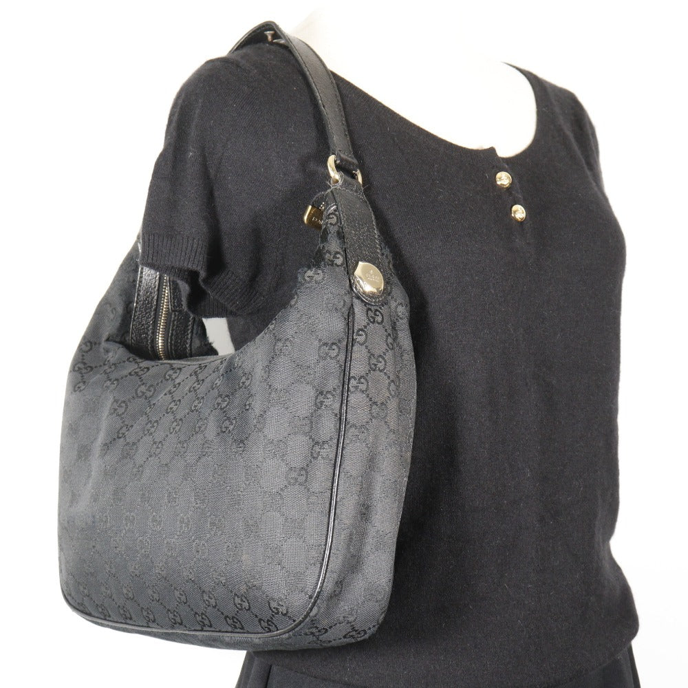 GUCCI Shoulder Bag 153010 GG canvas black one belt