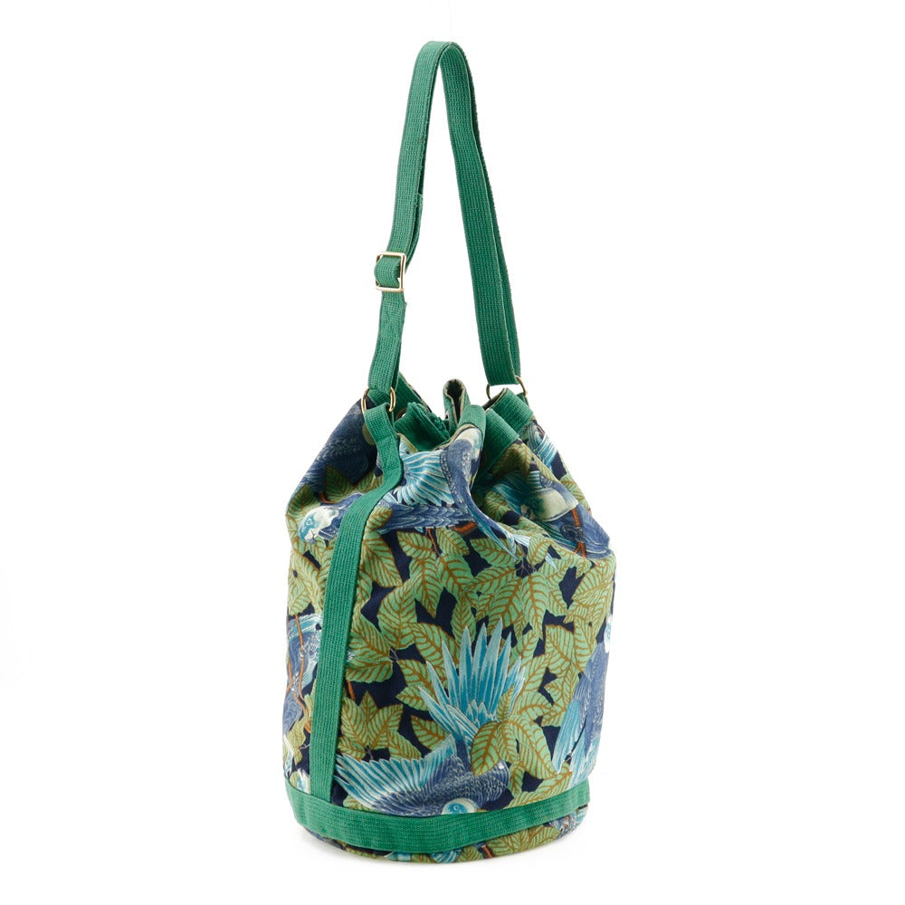HERMES Shoulder Bag cotton Green Botanical Pattern Bird Pattern one belt