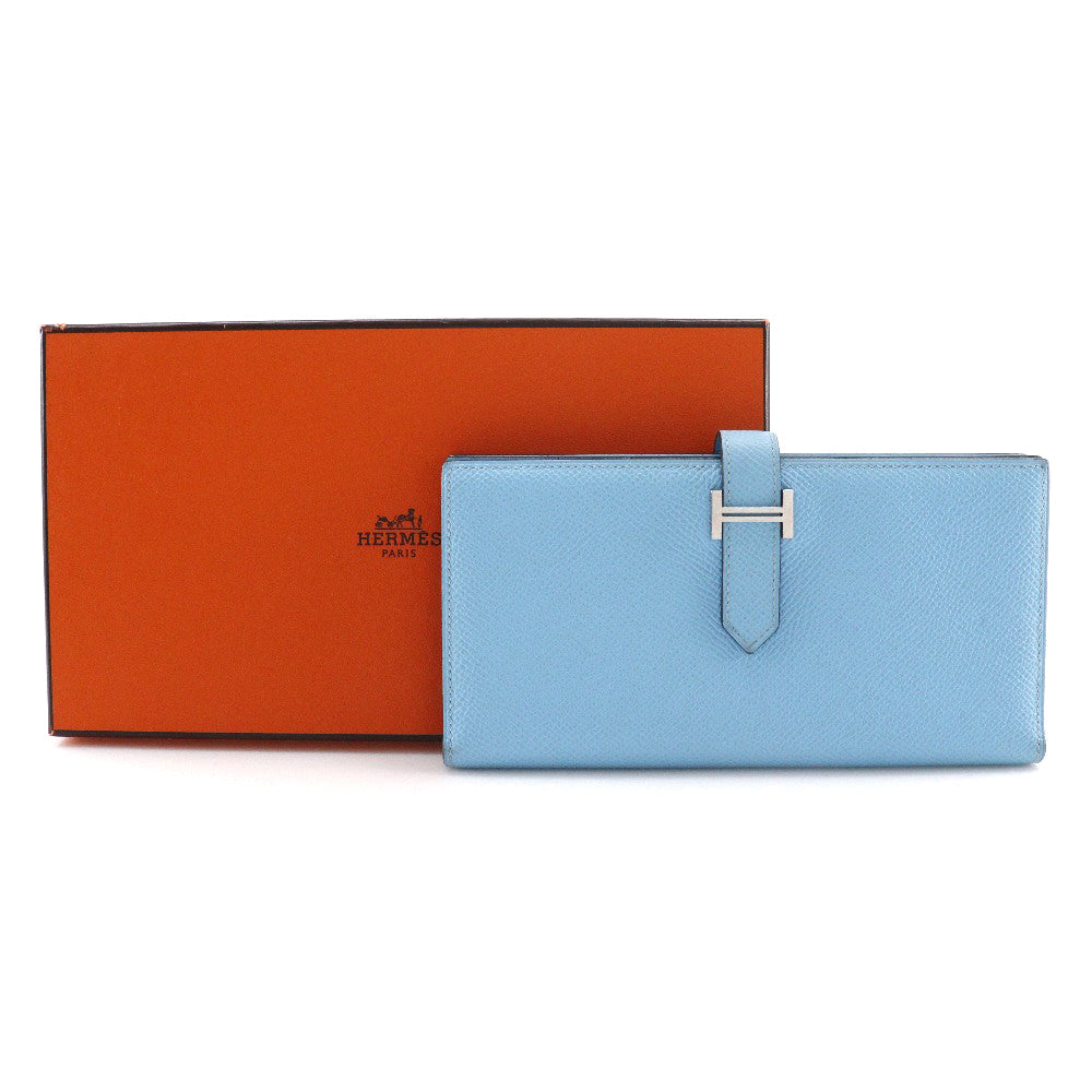 HERMES Long Wallet Purse Epsom light blue Beansufla