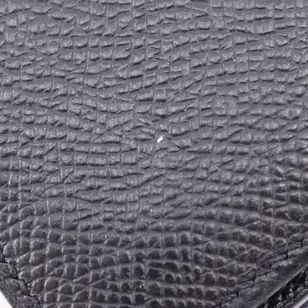 HERMES Long Wallet Purse Courchevel Black/Silver Metal Bean