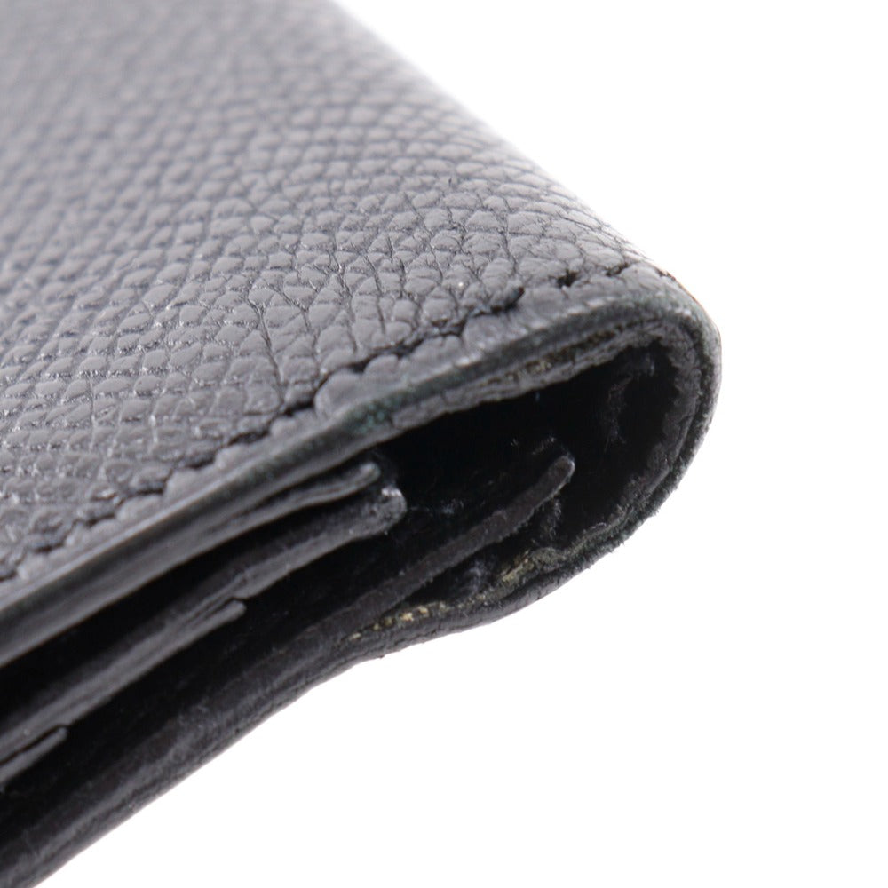 HERMES Long Wallet Purse Courchevel Black/Silver Metal Bean