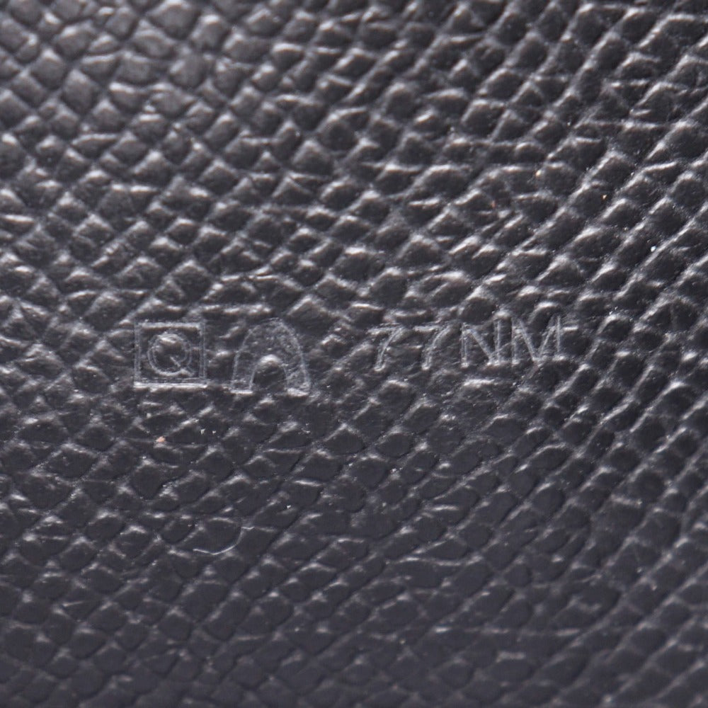 HERMES Long Wallet Purse Courchevel Black/Silver Metal Bean