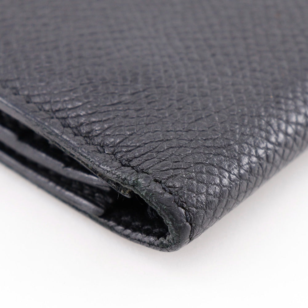 HERMES Long Wallet Purse Courchevel Black/Silver Metal Bean