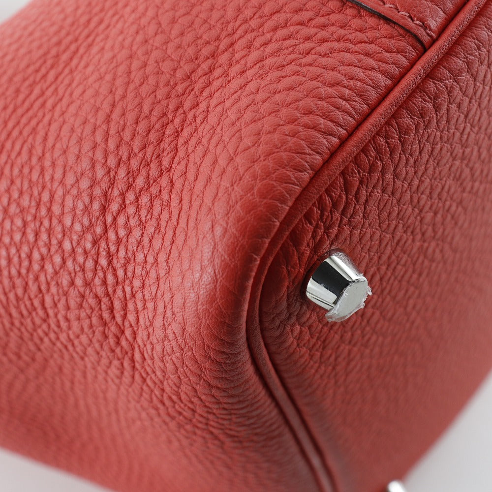 HERMES Handbag Taurillon Clemence Pink/Silver Metal Picotan Rock 18 PM