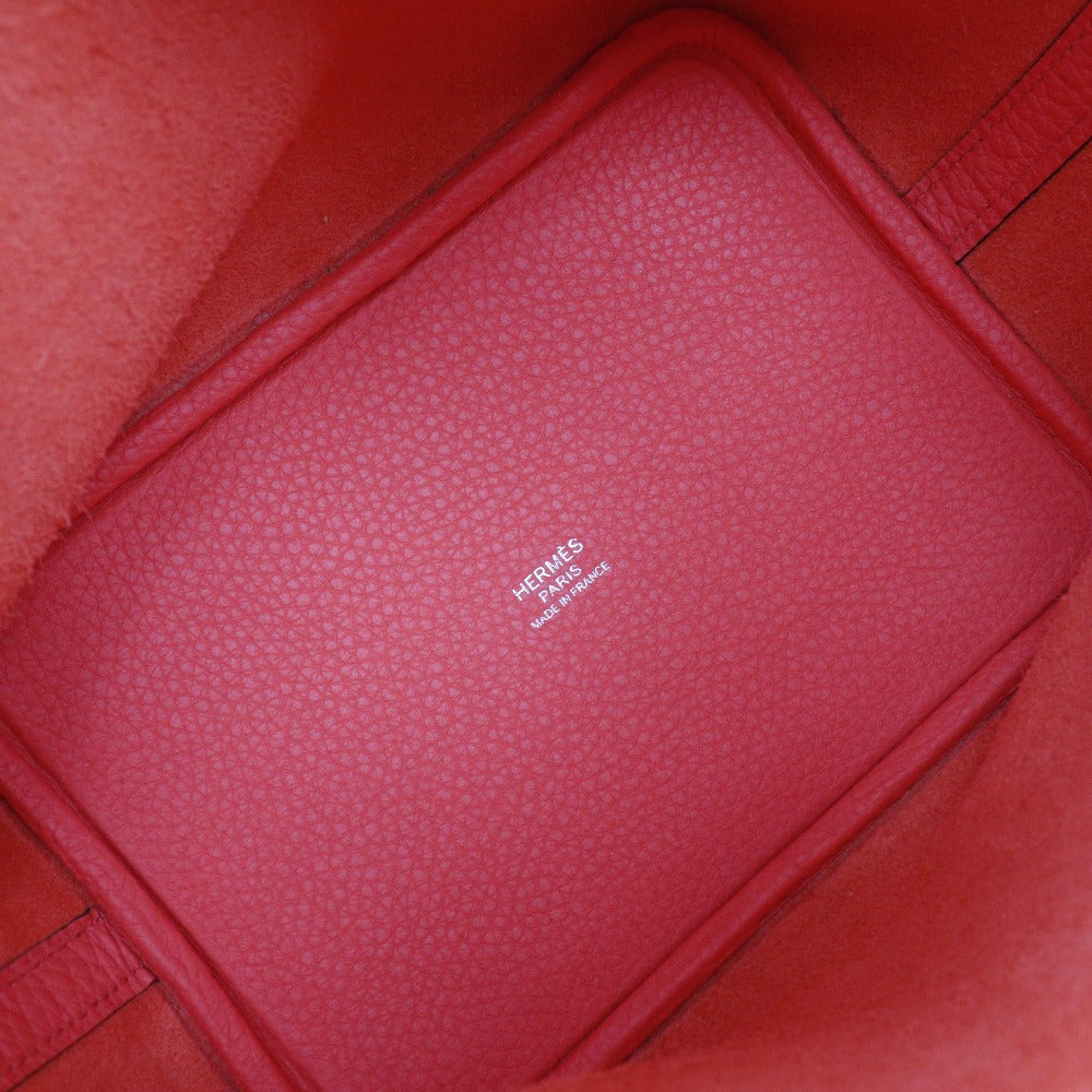 HERMES Handbag Taurillon Clemence Pink/Silver Metal Picotan Rock 18 PM