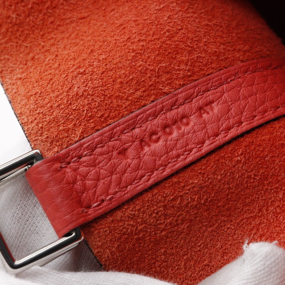 HERMES Handbag Taurillon Clemence Pink/Silver Metal Picotan Rock 18 PM