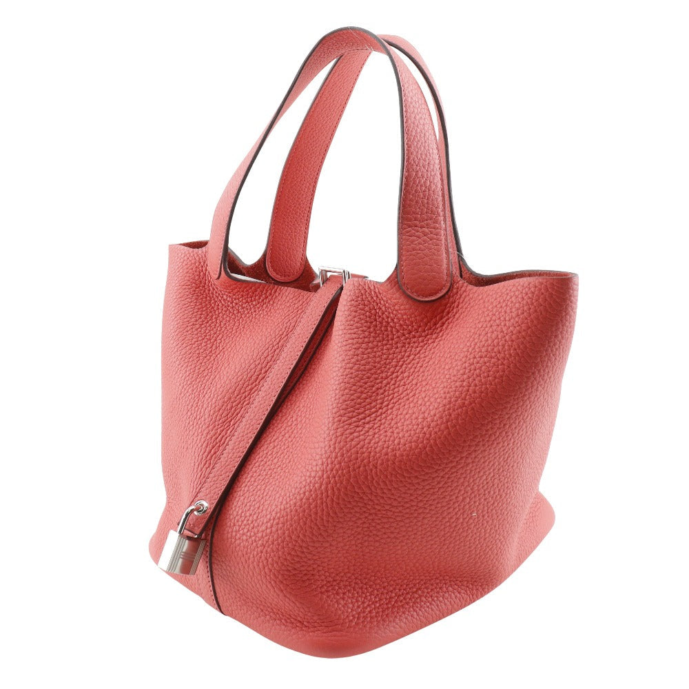HERMES Handbag Taurillon Clemence Red Picotan Lock 22 MM