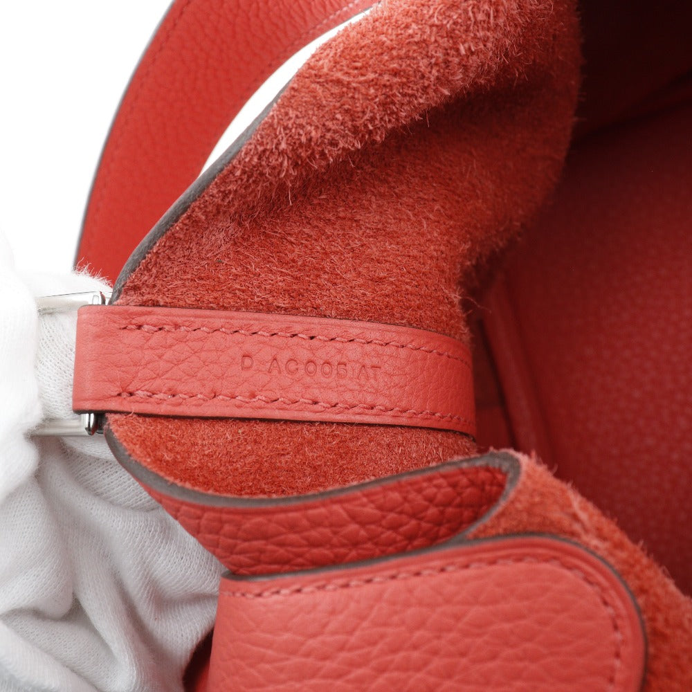 HERMES Handbag Taurillon Clemence Red Picotan Lock 22 MM