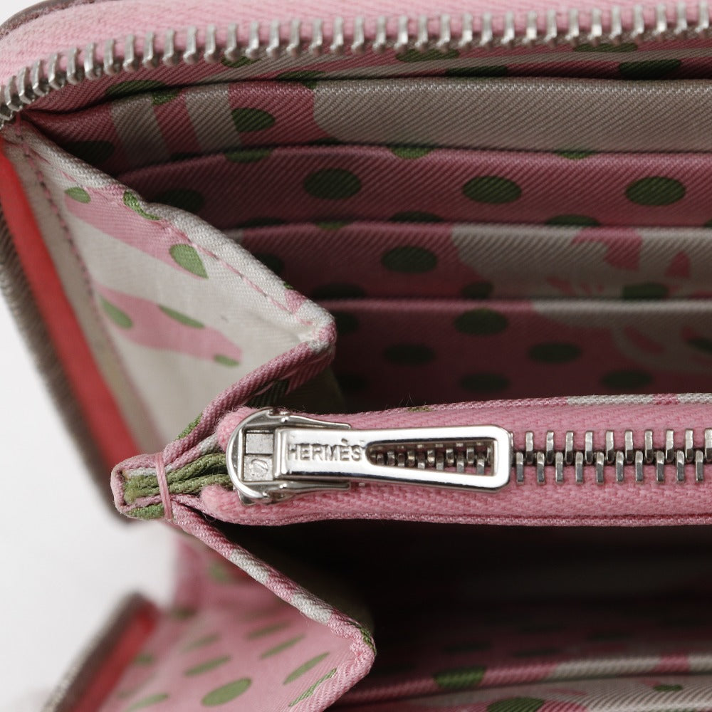 HERMES Long Wallet Purse Epsom pink Azap long silk in