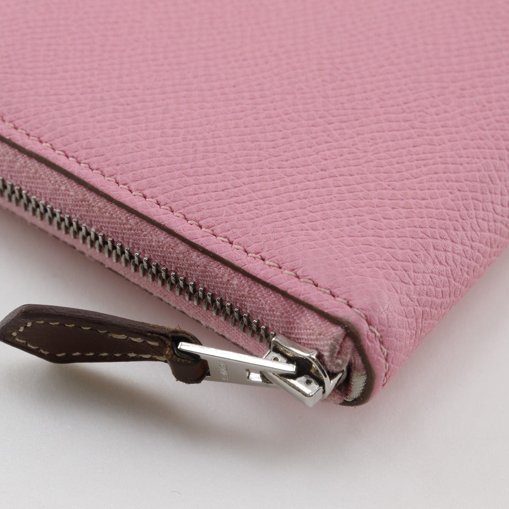 HERMES Long Wallet Purse Epsom pink Azap long silk in