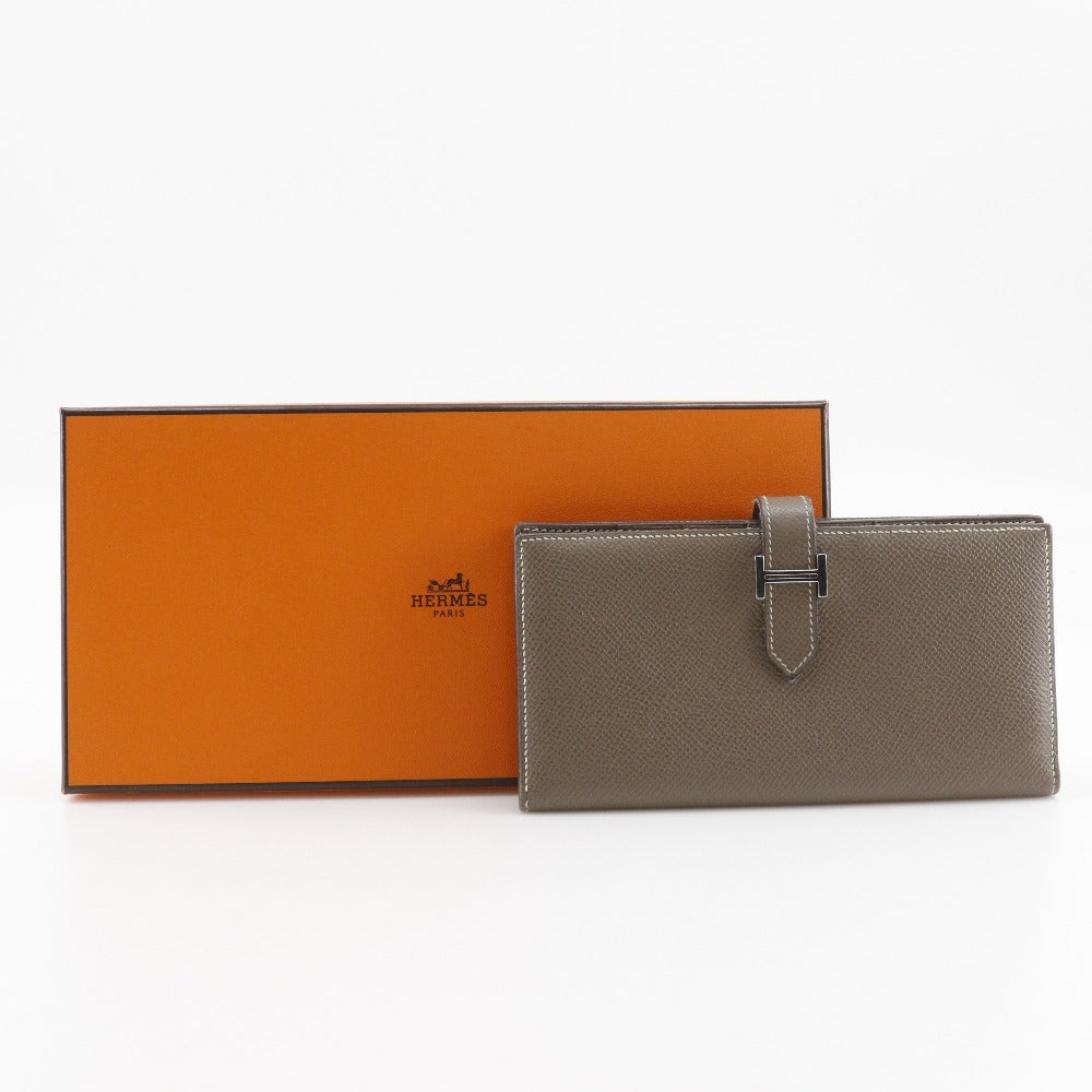 HERMES Long Wallet Purse Epsom SilverMetal Beansufla