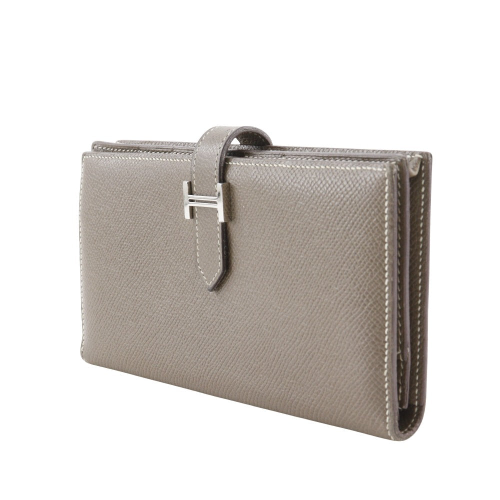 HERMES Long Wallet Purse Epsom SilverMetal Beansufla