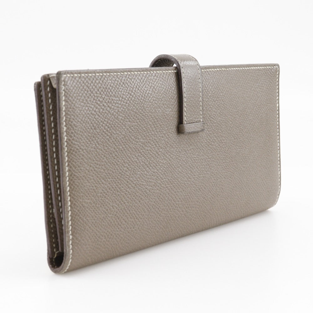 HERMES Long Wallet Purse Epsom SilverMetal Beansufla
