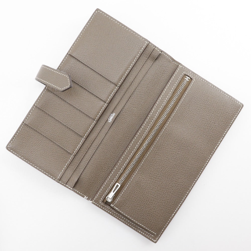HERMES Long Wallet Purse Epsom SilverMetal Beansufla