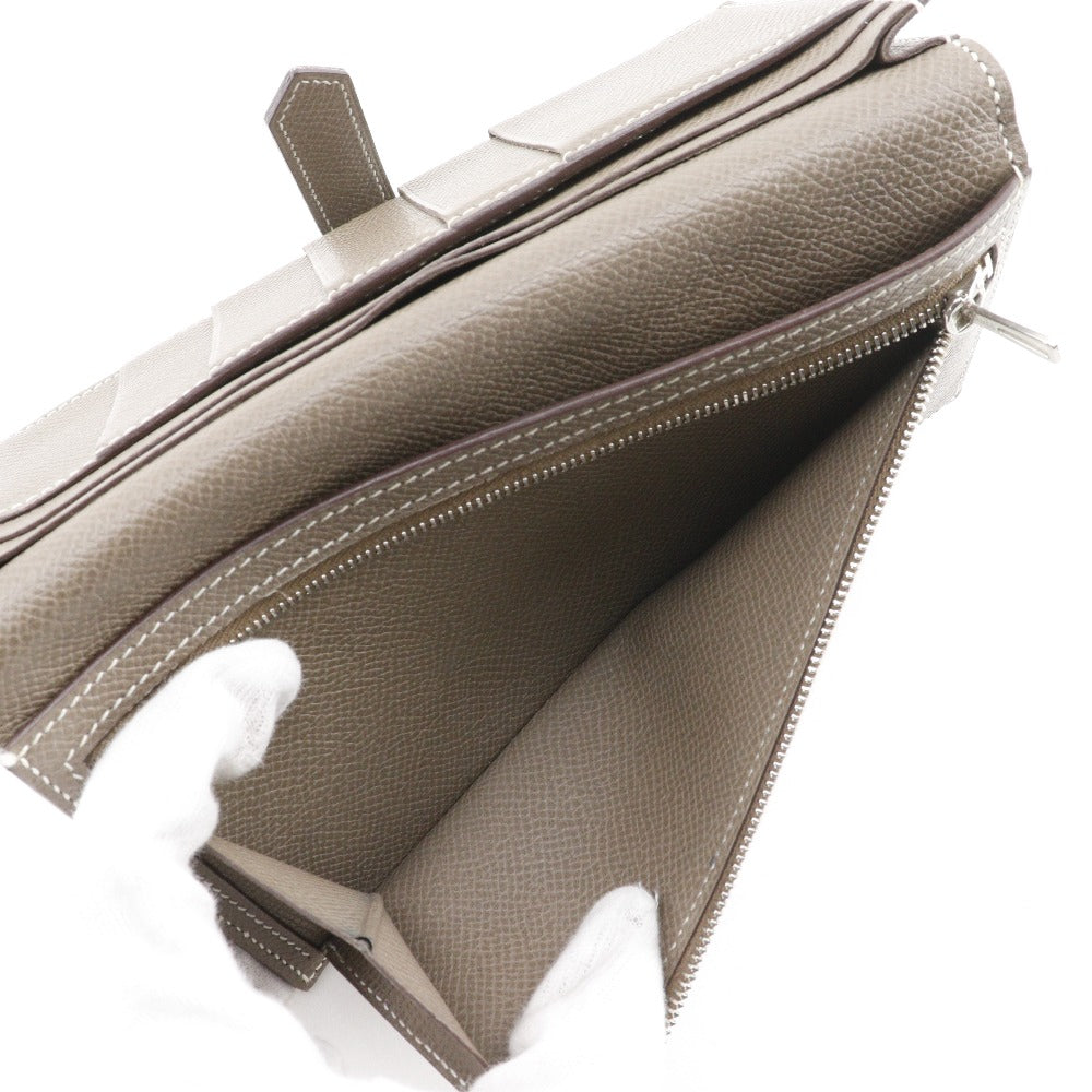 HERMES Long Wallet Purse Epsom SilverMetal Beansufla