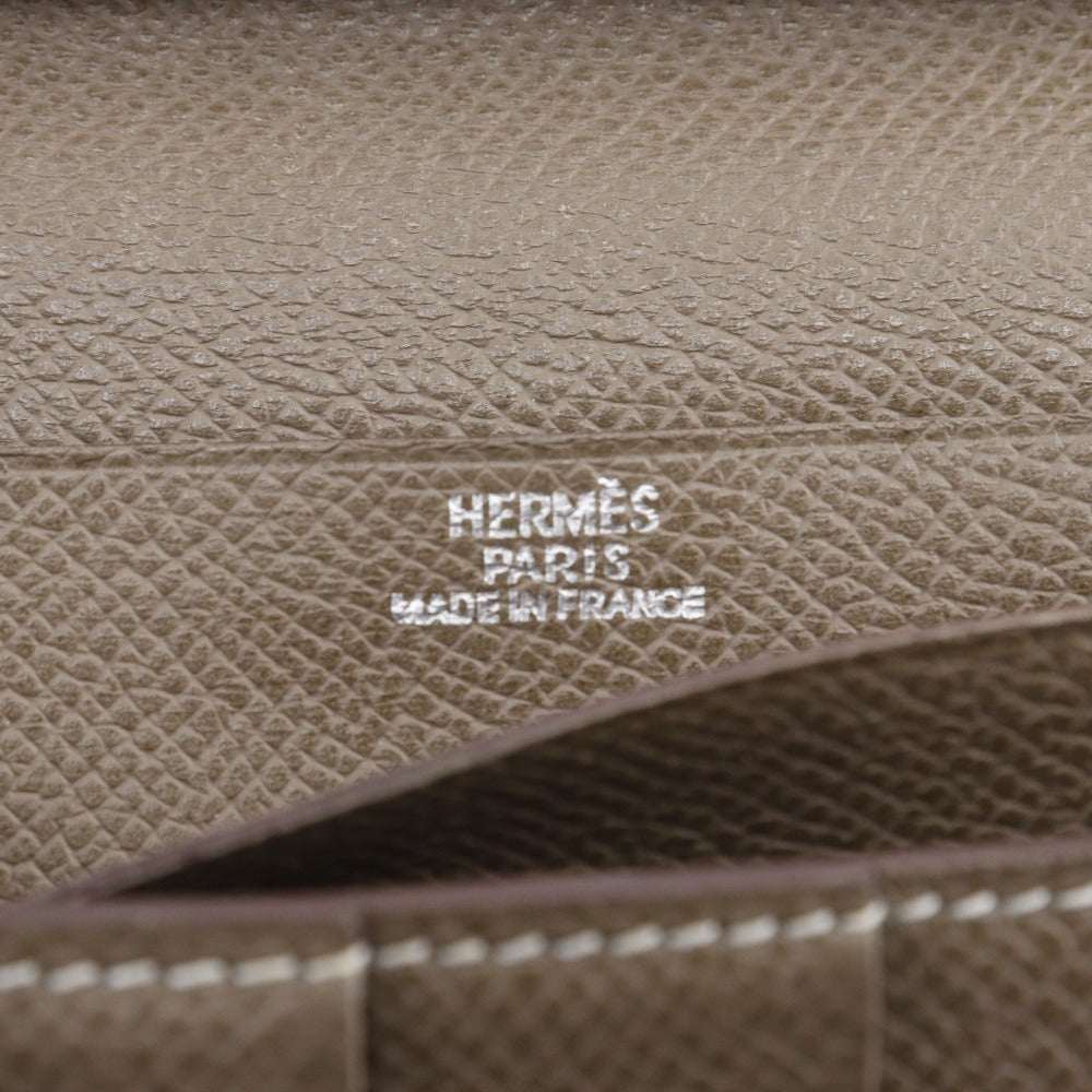 HERMES Long Wallet Purse Epsom SilverMetal Beansufla