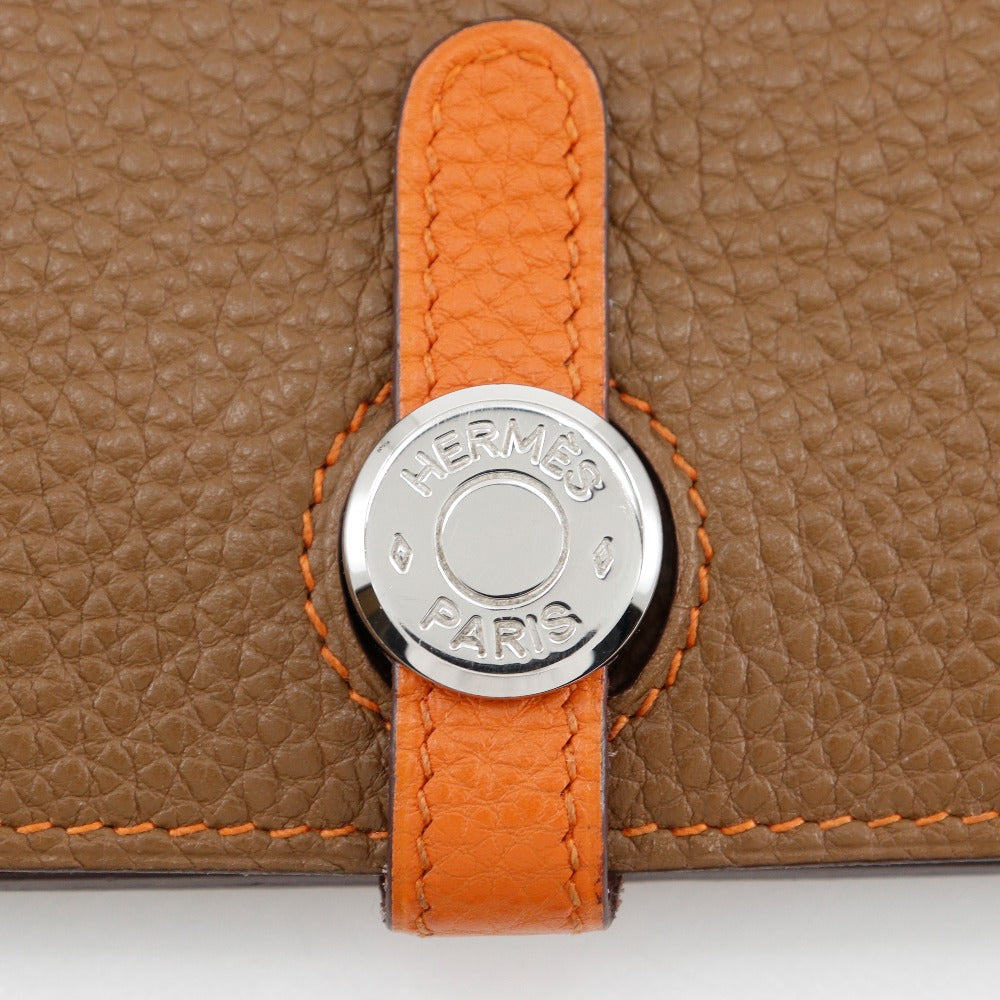 HERMES Long Wallet Purse Togo Brown / orange By color Dogon