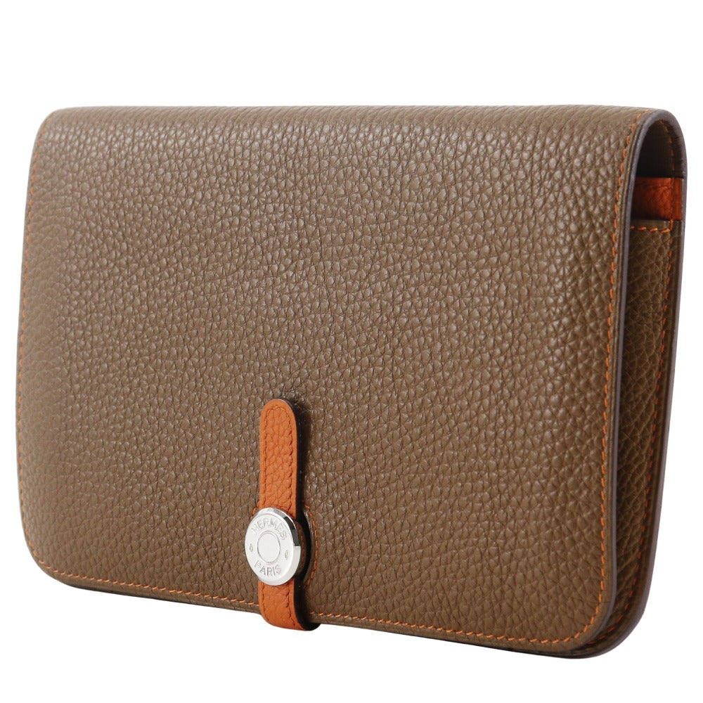 HERMES Long Wallet Purse Togo Brown / orange By color Dogon