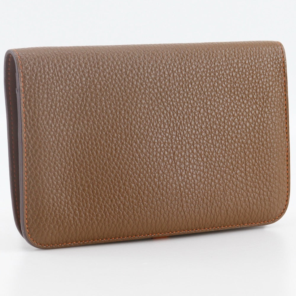 HERMES Long Wallet Purse Togo Brown / orange By color Dogon