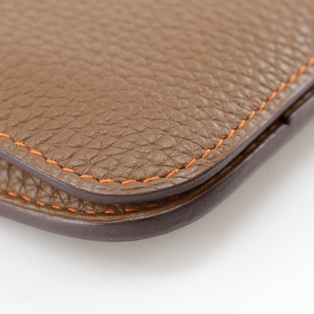 HERMES Long Wallet Purse Togo Brown / orange By color Dogon