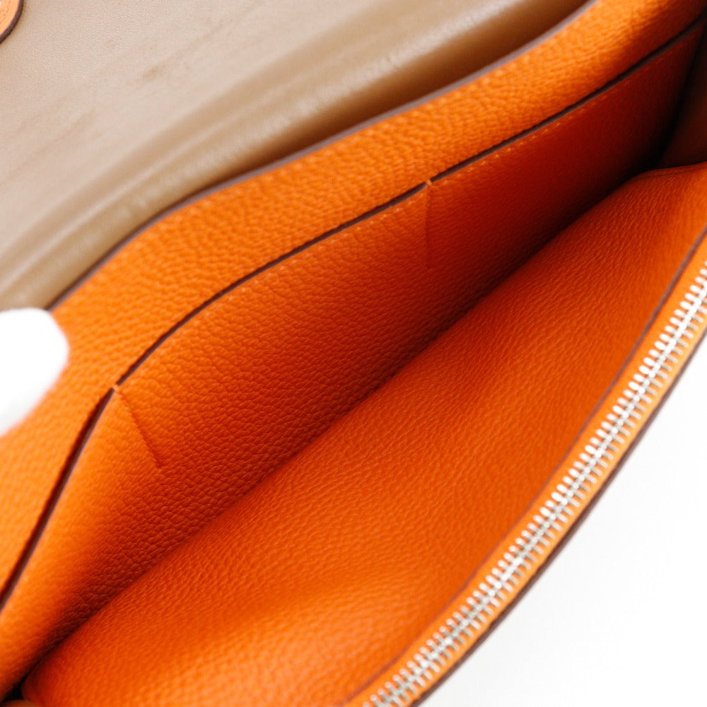 HERMES Long Wallet Purse Togo Brown / orange By color Dogon