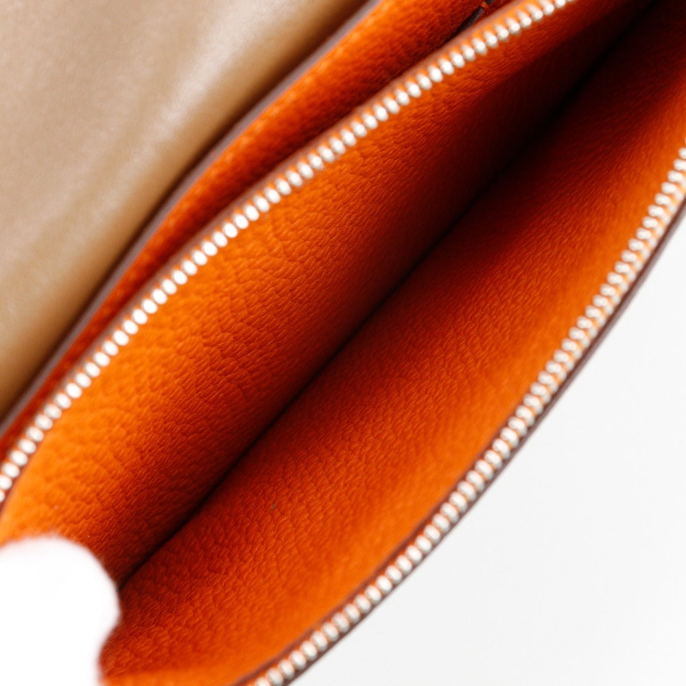 HERMES Long Wallet Purse Togo Brown / orange By color Dogon