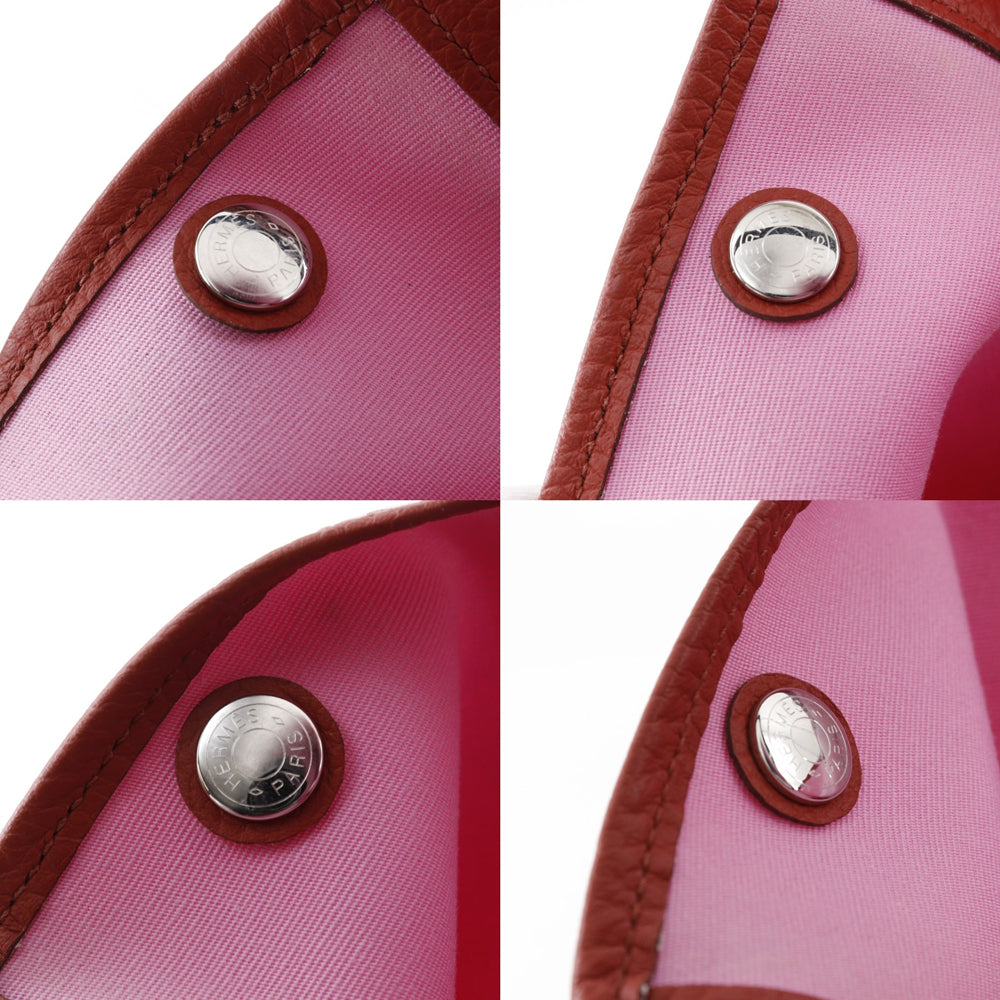HERMES Tote Bag Towar Officier Pink / red Garden party PM