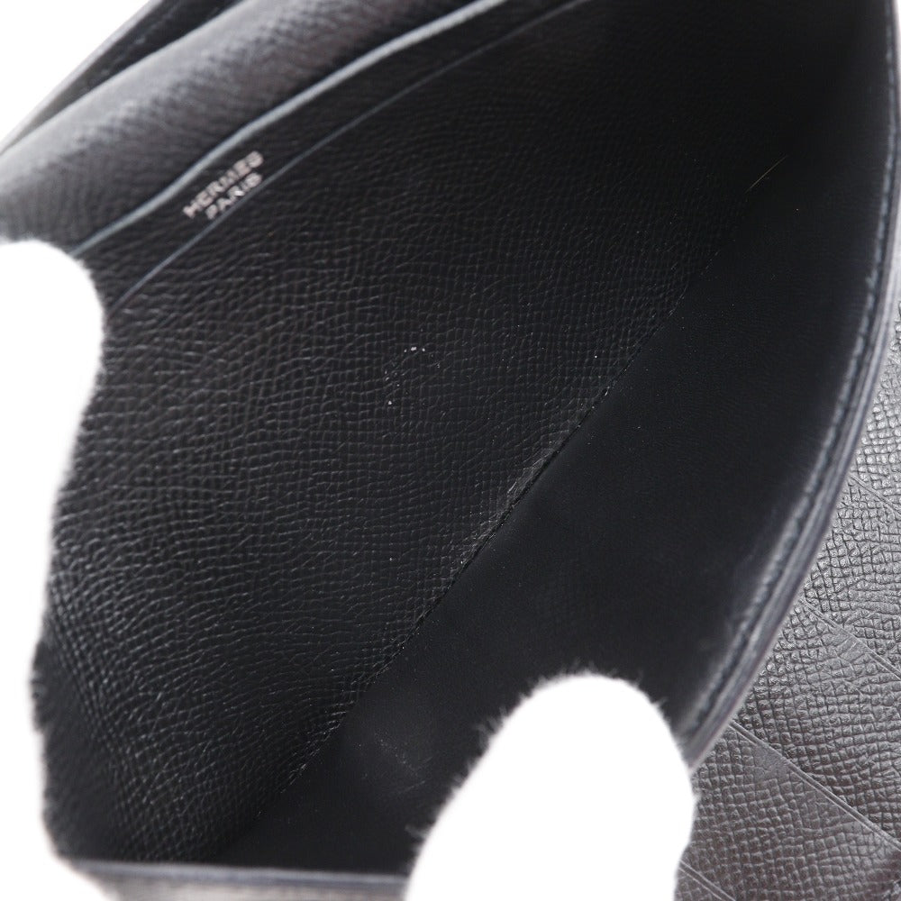 HERMES Long Wallet Purse Epsom black Trifold Beardupli 2PLIS