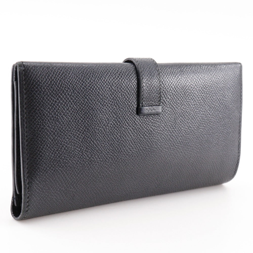 HERMES Long Wallet Purse Epsom black Trifold Beardupli 2PLIS