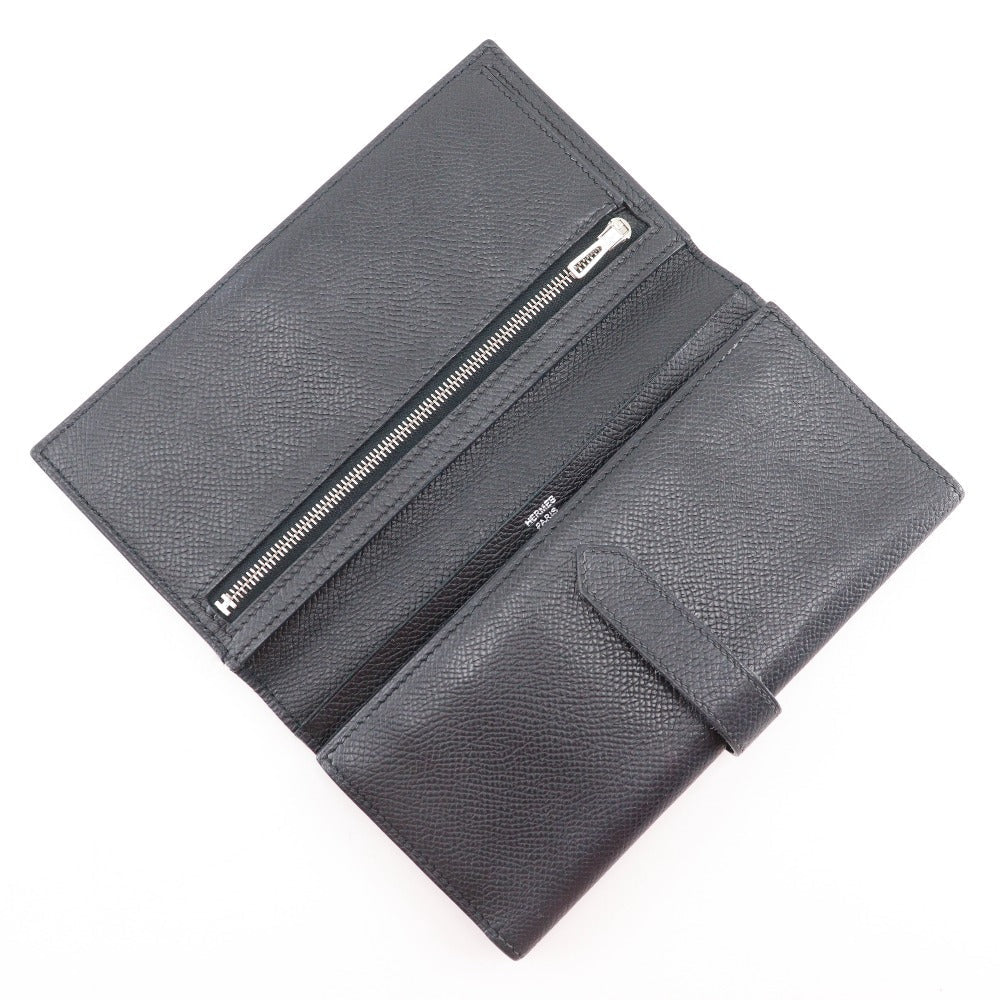 HERMES Long Wallet Purse Epsom black Trifold Beardupli 2PLIS