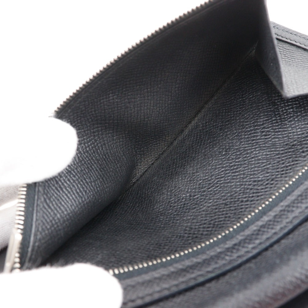 HERMES Long Wallet Purse Epsom black Trifold Beardupli 2PLIS