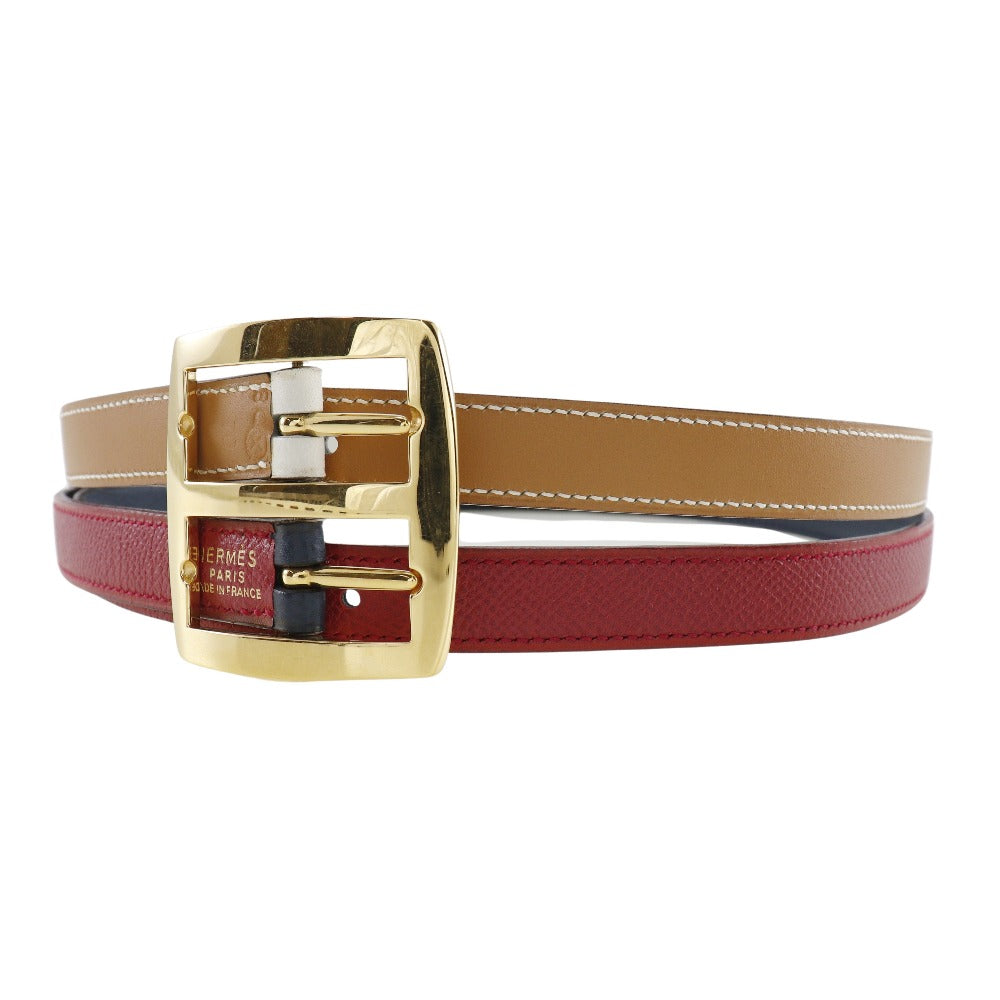 HERMES belt Courchevel, Swift multicolor reversible Women 70 Used