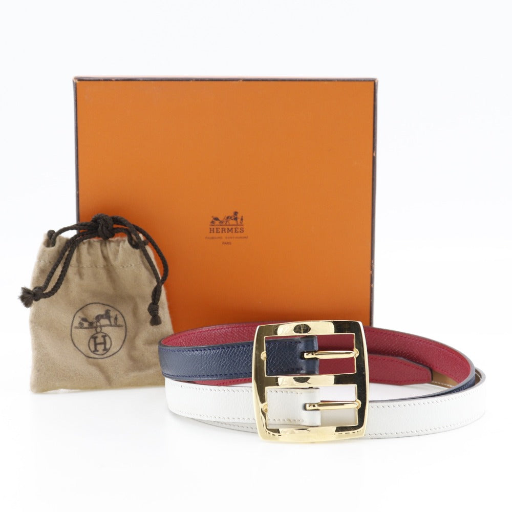 HERMES belt Courchevel, Swift multicolor reversible Women 70 Used