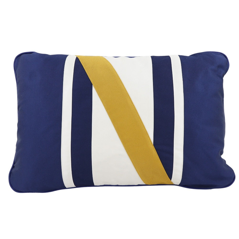 HERMES Interior other Silk, Cotton blue cushion Women(Unisex) Used