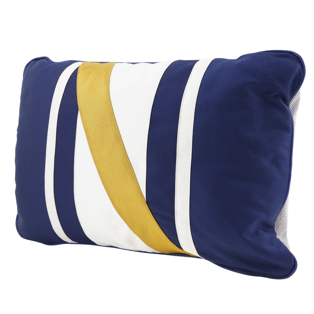 HERMES Interior other Silk, Cotton blue cushion Women(Unisex) Used