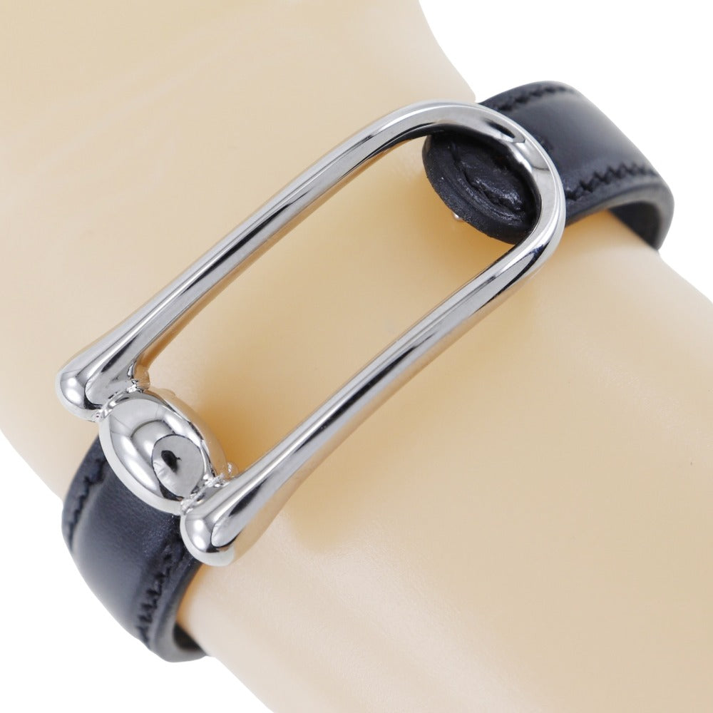 HERMES bracelet Metal, Leather black Women S Used
