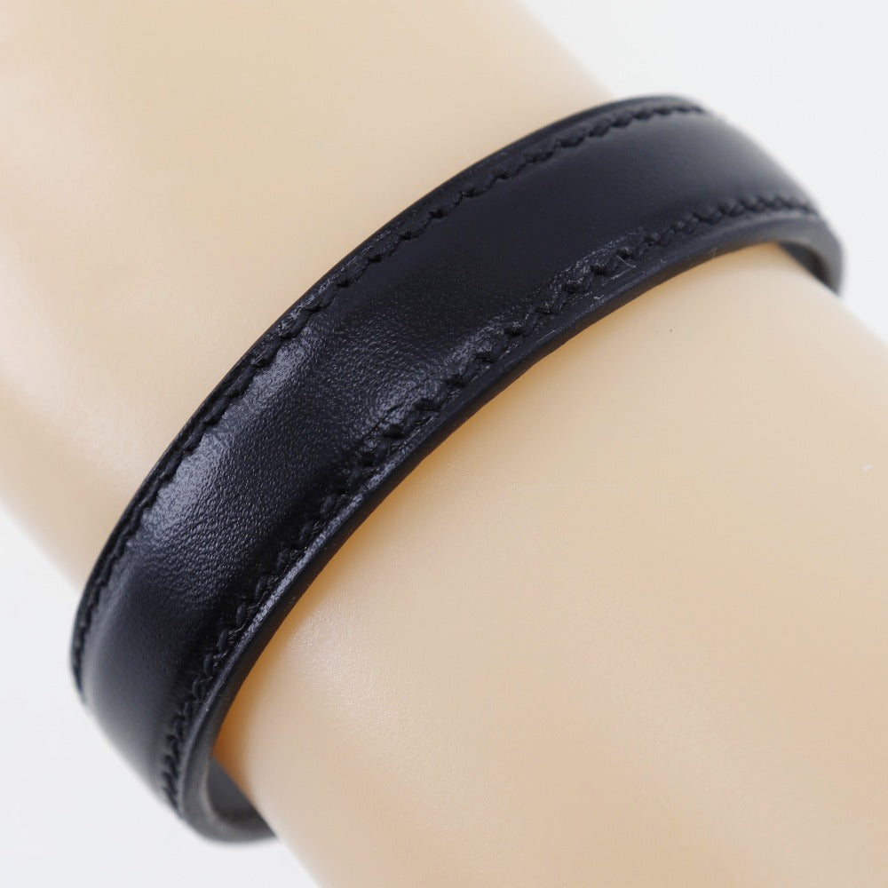 HERMES bracelet Metal, Leather black Women S Used