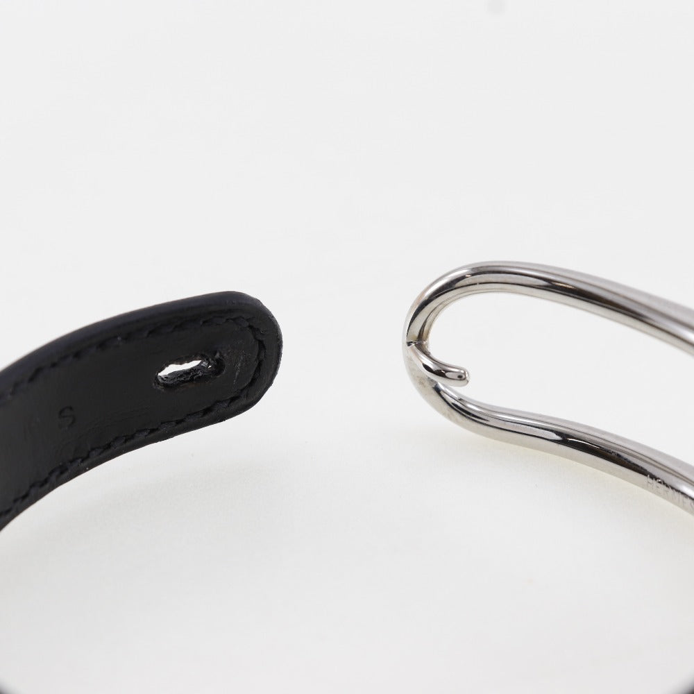 HERMES bracelet Metal, Leather black Women S Used