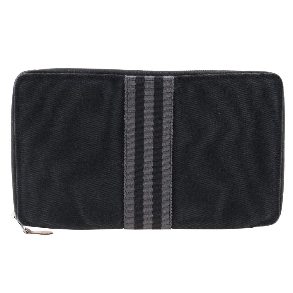 HERMES Long Wallet Purse cotton black Fool Toe Perth GM unisex(Unisex) Used