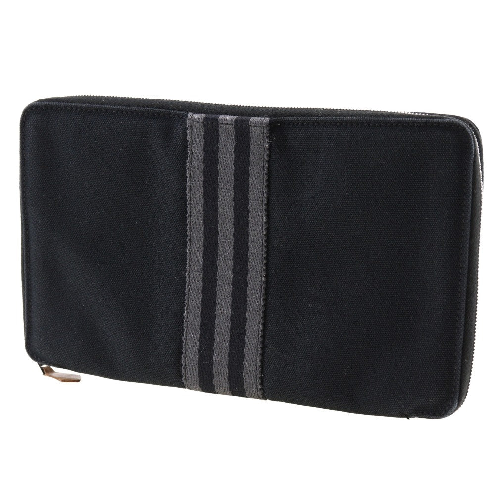 HERMES Long Wallet Purse cotton black Fool Toe Perth GM unisex(Unisex) Used